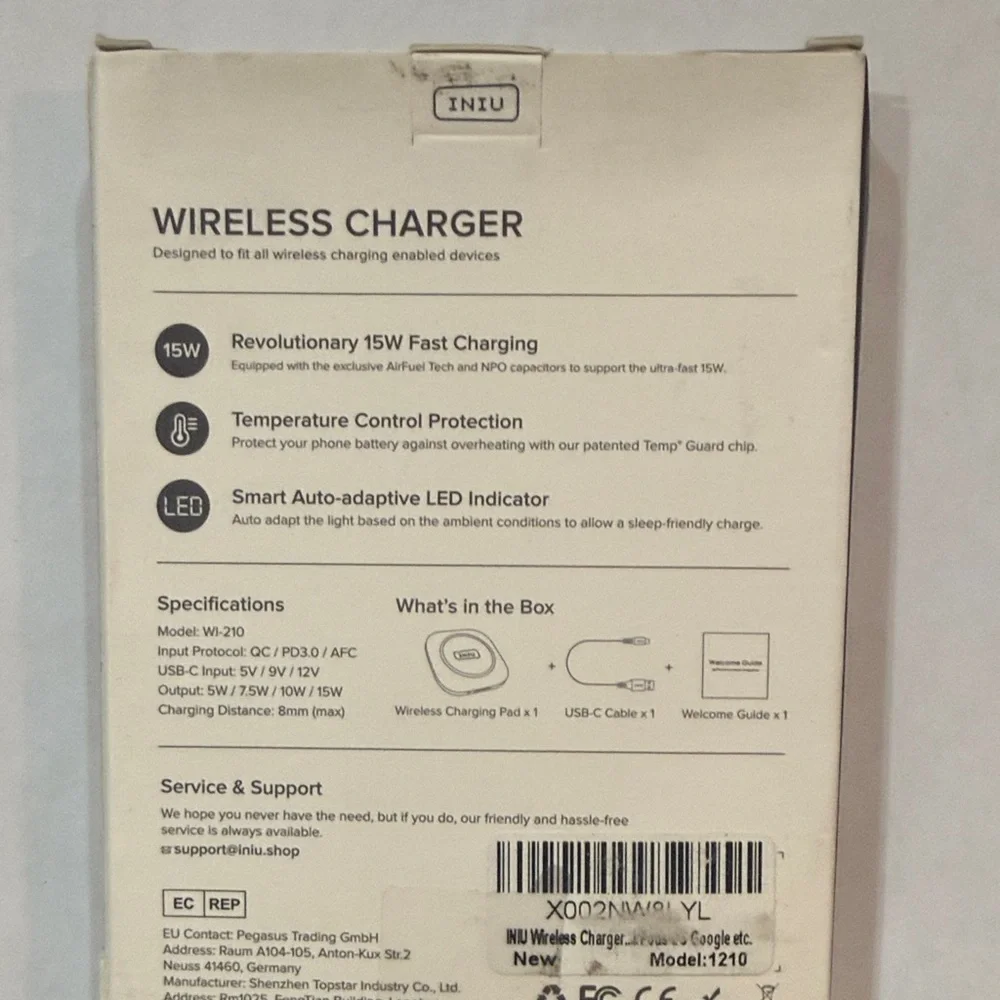 #44 INIU Wireless Charger 15W Black